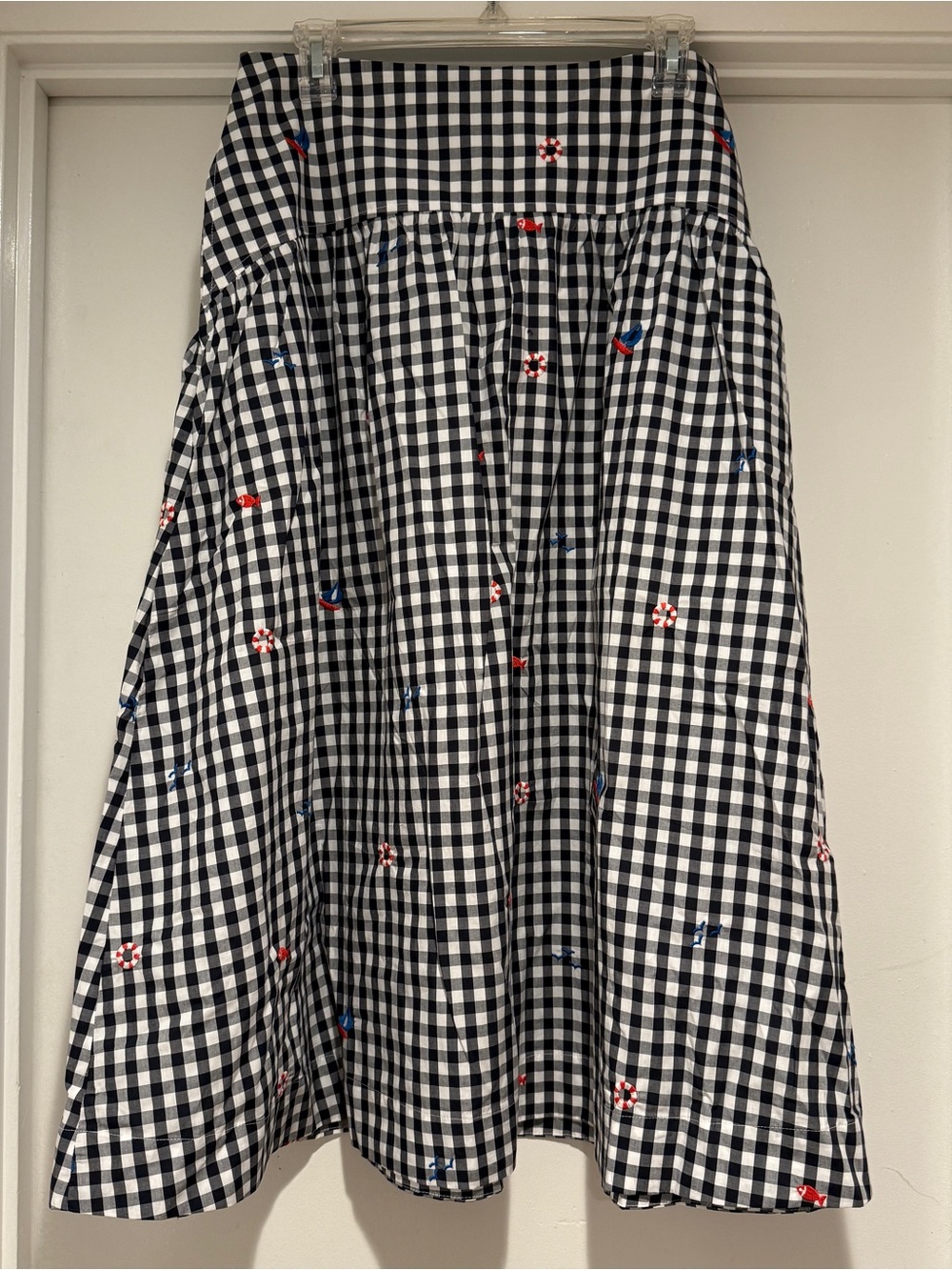 Free Assembly Women's Nautical Embroidered Cotton Midi Skirt Size 10